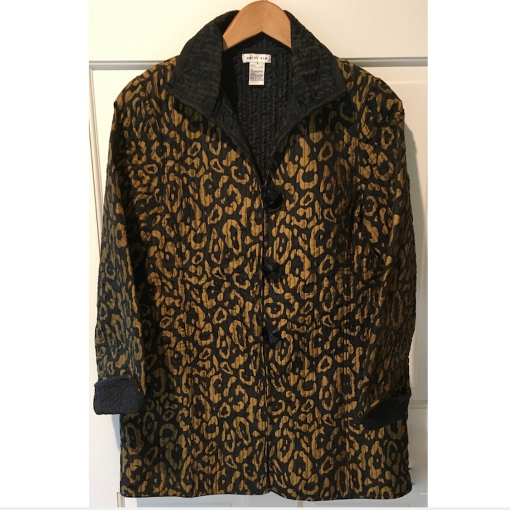 Reversible Quilted Leopard to Black Coat Size S Relaxed Fit by Patty Kim